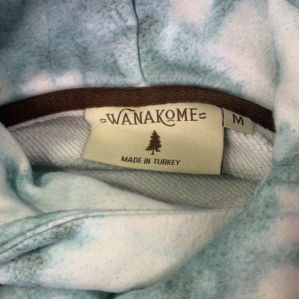 Wanakome Hoodie Sweatshirt Womens Medium Blue Tie Dye Cowl Neck Fleece Pullover - Picture 4 of 11